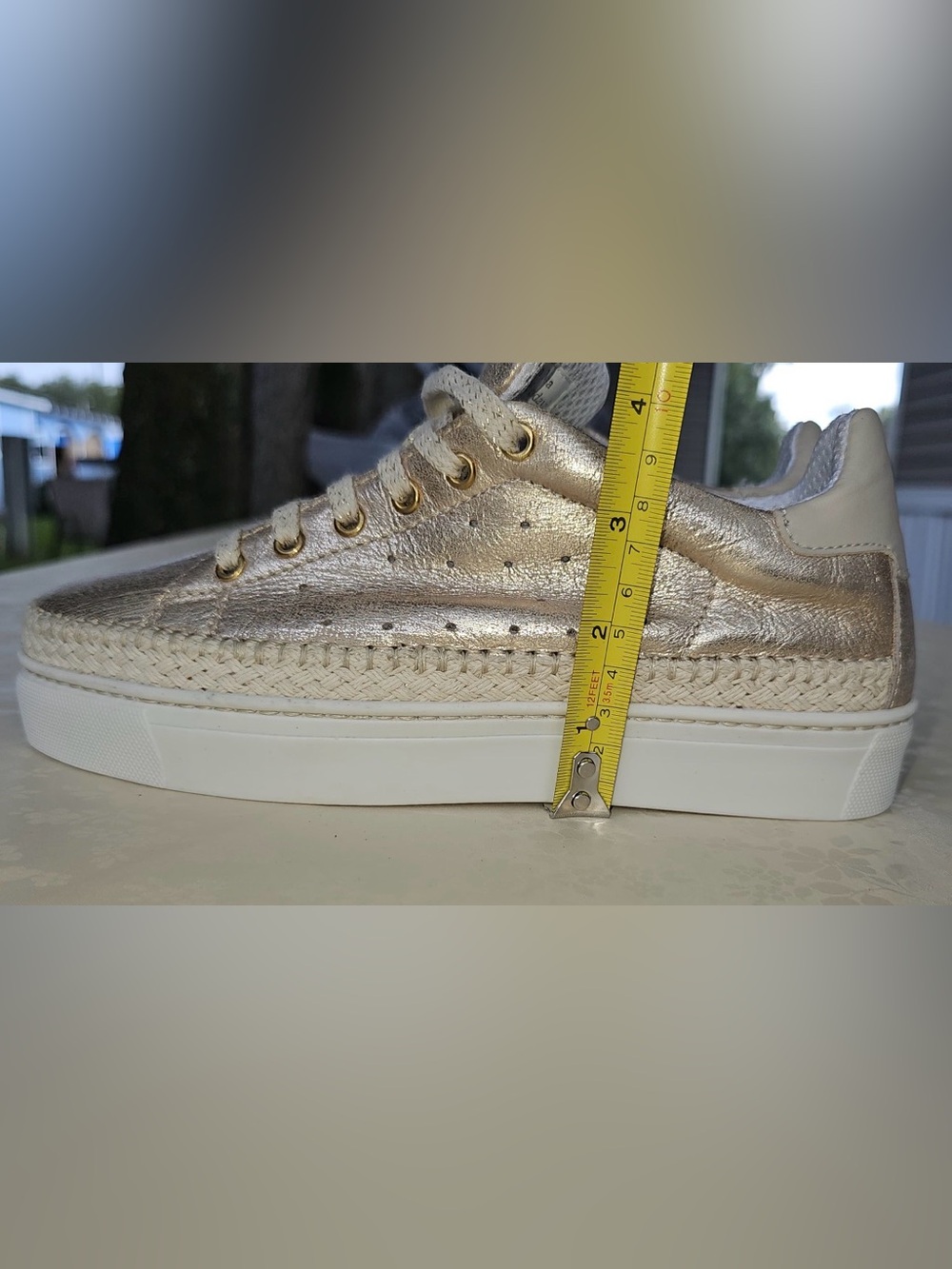 ✨ The FLEXX Metallic Gold Platform Espadrille Sneakers Size 6.5 / EU 37.5 - Picture 7 of 9